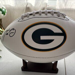 AARON RODGERS SIGNED GREEN BAY PACKERS FULL SIZE FOOTBALL AUTOGRAPED W/COA - 875
